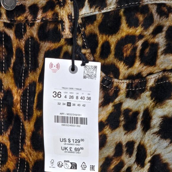 ZARA FLOCKED ANIMAL PRINT PANTS ZW COLLECTION LIMITED EDITION - Picture 3 of 6